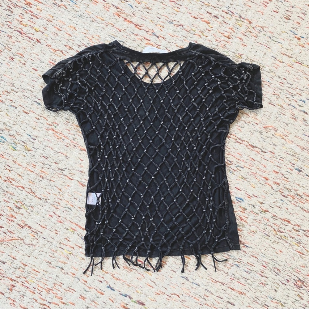 IRO Gouba Net Back Tee - Black - S